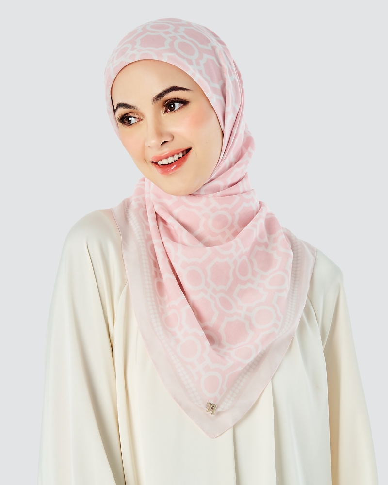 ECHO GEOMETRIC COTTON VOILE SQUARE - BLUSH