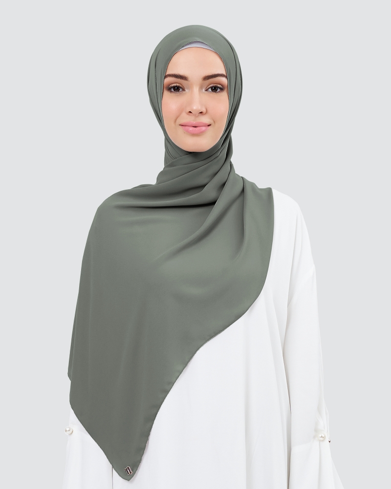EILA CHIFFON SHAWL - GREY FERN