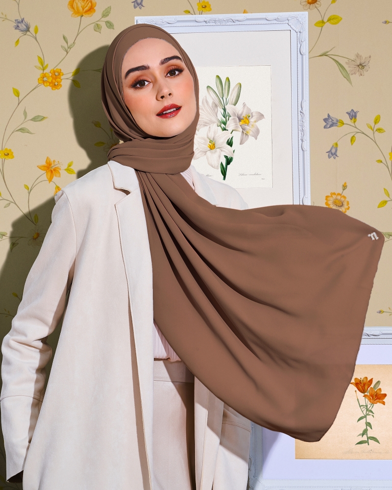 EILA CHIFFON SHAWL - BROWNIE