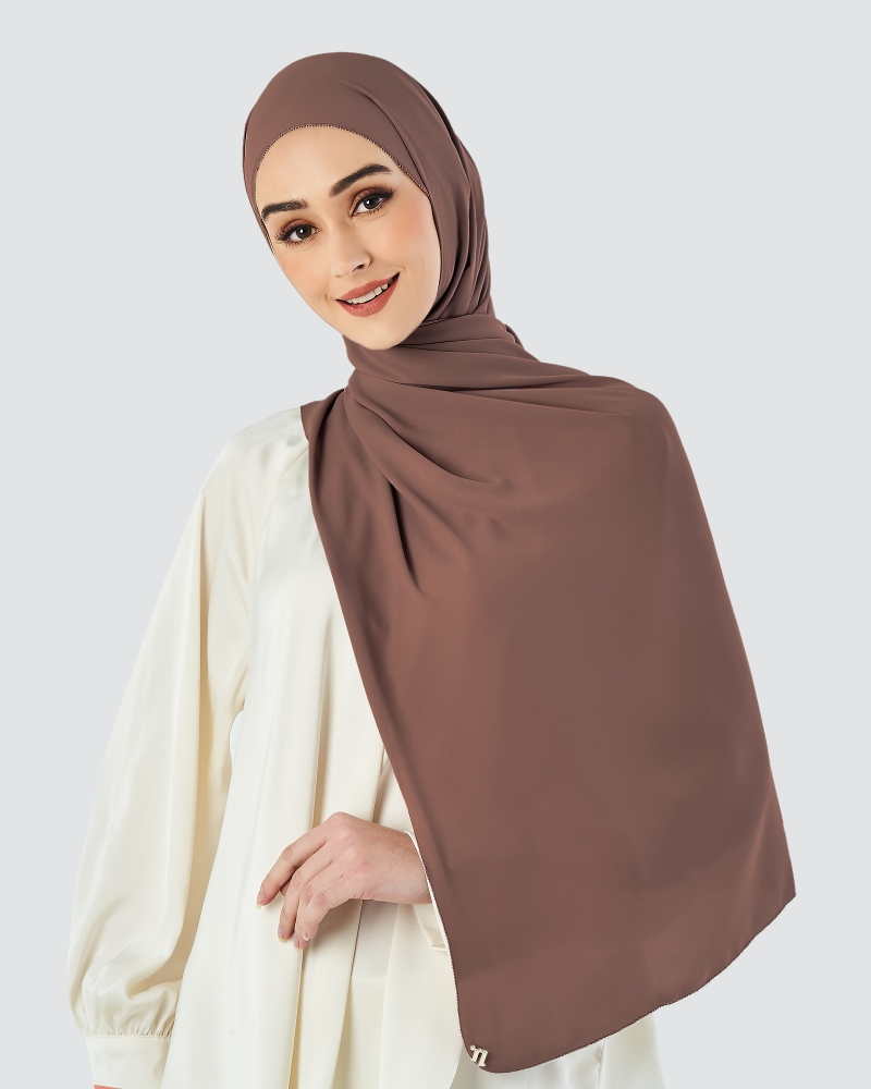 EILA CHIFFON SHAWL - SMOKEY BROWN