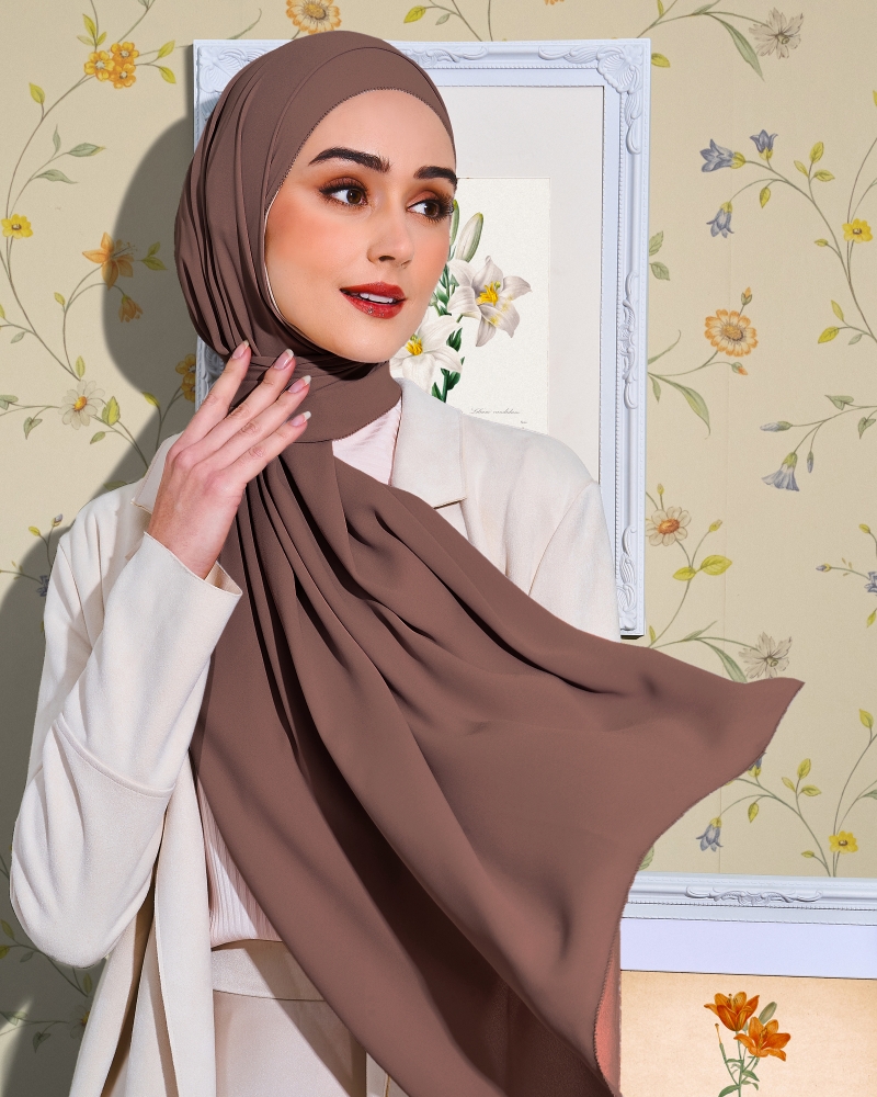 EILA CHIFFON SHAWL - SMOKEY BROWN