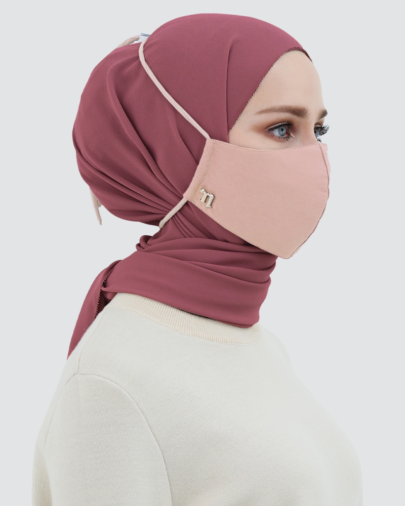 3-PLY COTTON FACE MASK - ADJUSTABLE HEADLOOP - BLUSH