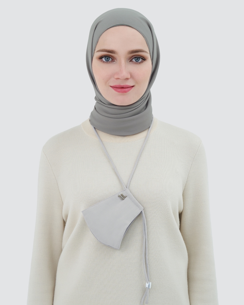3-PLY COTTON FACE MASK - ADJUSTABLE HEADLOOP - GREY