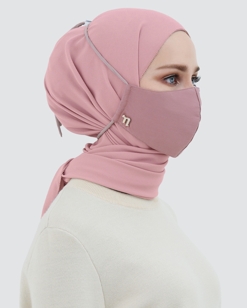 3-PLY COTTON FACE MASK - ADJUSTABLE HEADLOOP - MAUVE