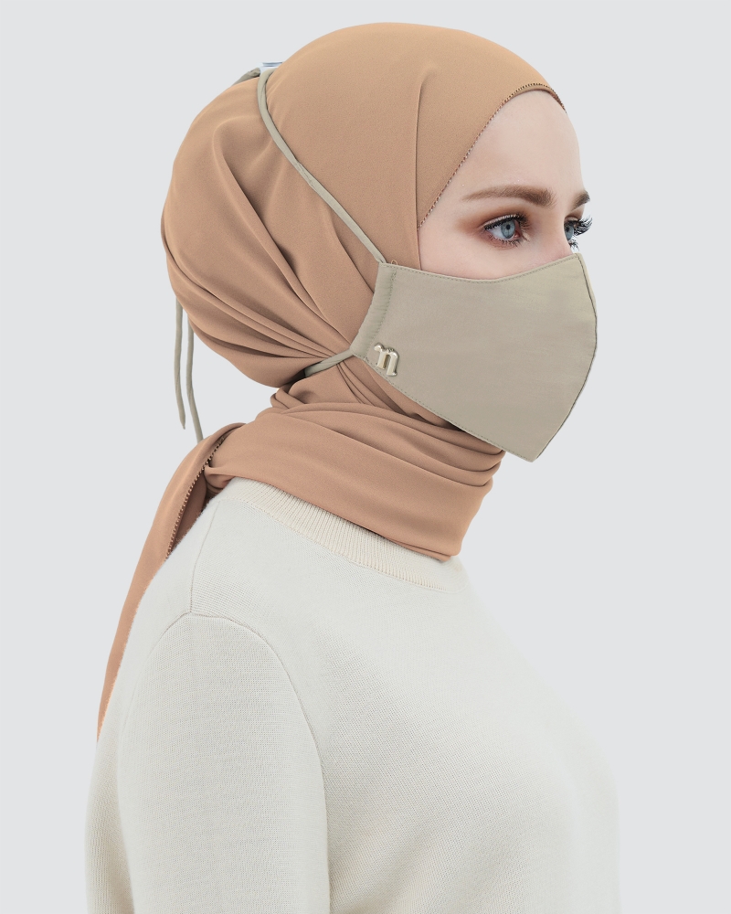 3-PLY COTTON FACE MASK - ADJUSTABLE HEADLOOP - OAK