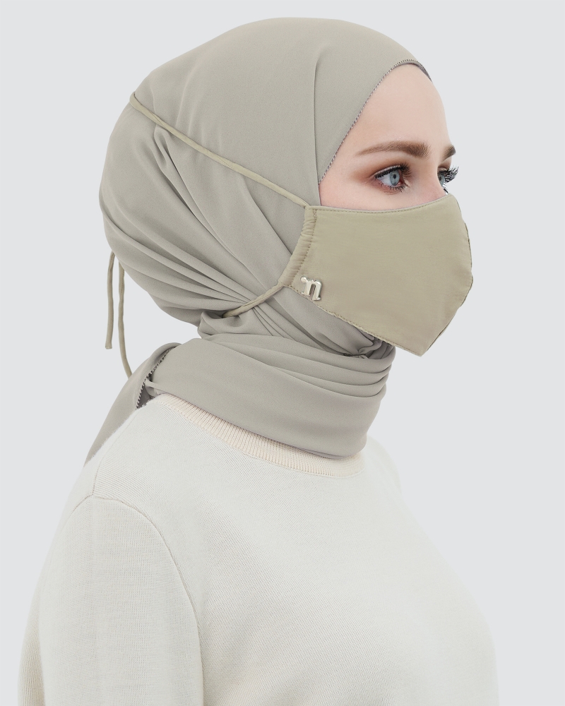 3-PLY COTTON FACE MASK - ADJUSTABLE HEADLOOP - PALE OLIVE