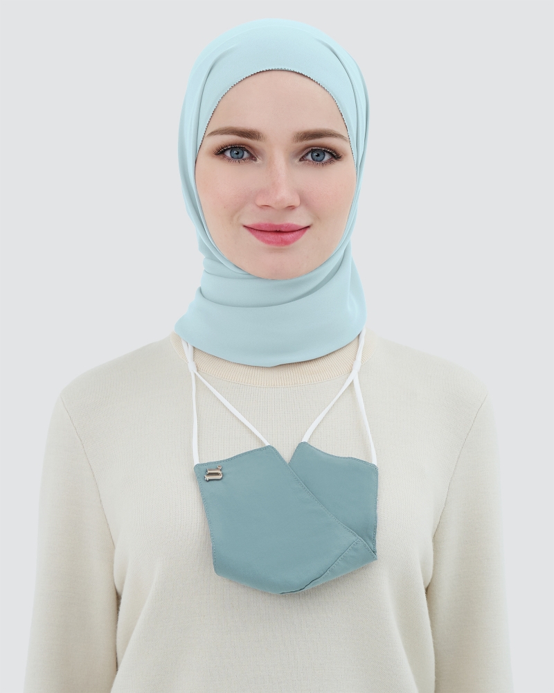 3-PLY COTTON FACE MASK - ADJUSTABLE STRAP - AQUA TEAL