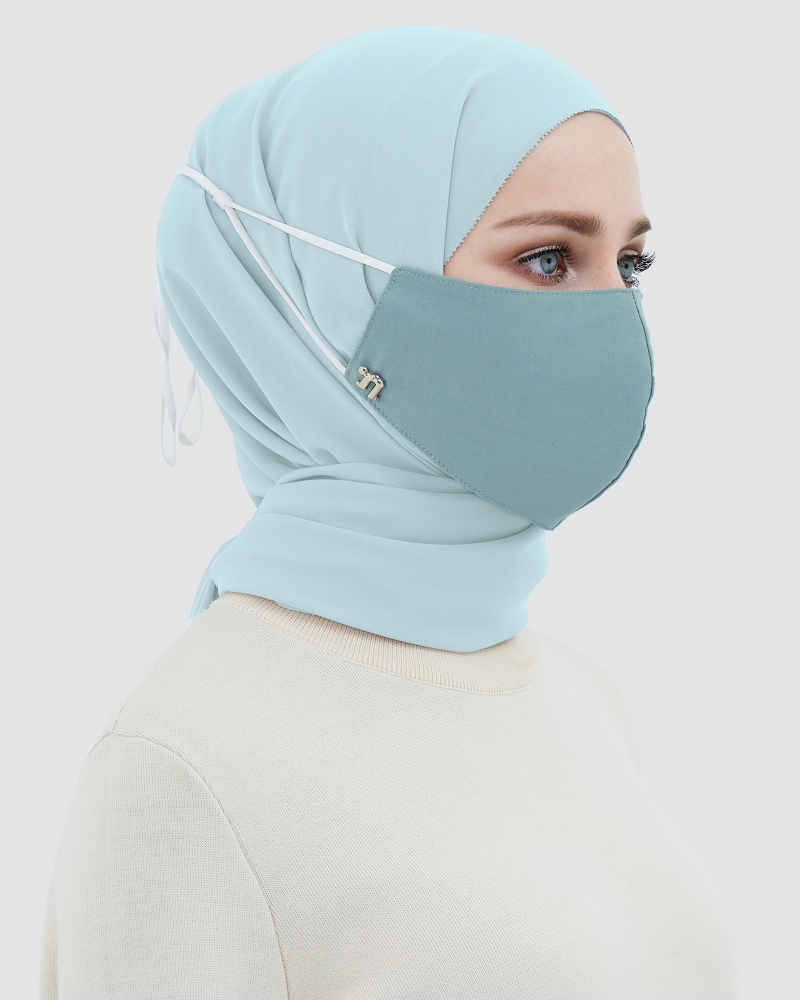 3-PLY COTTON FACE MASK - ADJUSTABLE STRAP - AQUA TEAL