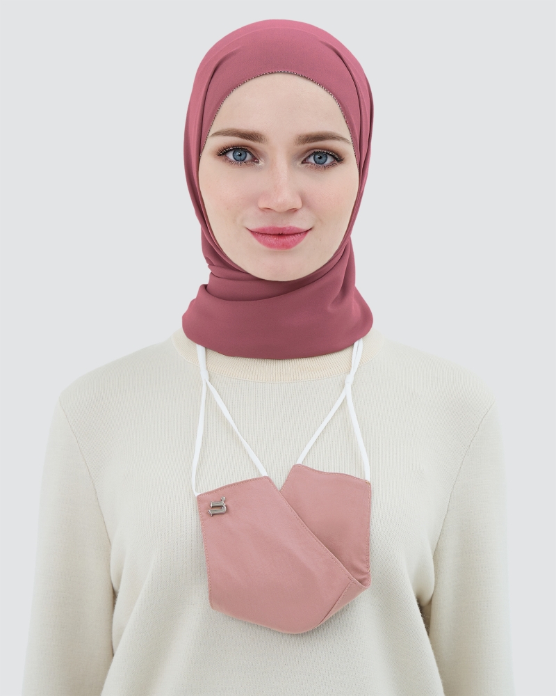 3-PLY COTTON FACE MASK - ADJUSTABLE STRAP - CORAL