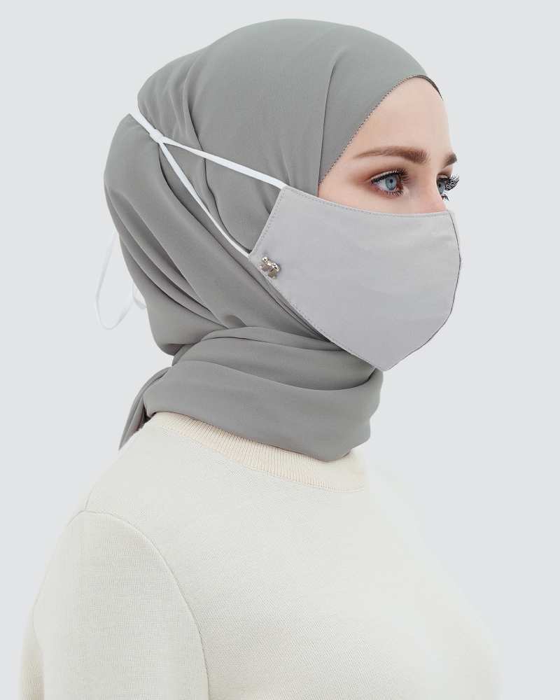 3-PLY COTTON FACE MASK - ADJUSTABLE STRAP - GREY