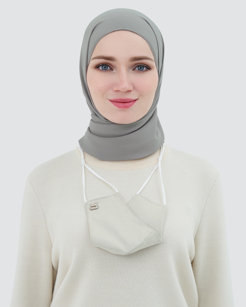 3-PLY COTTON FACE MASK - ADJUSTABLE STRAP - LIGHT GREY