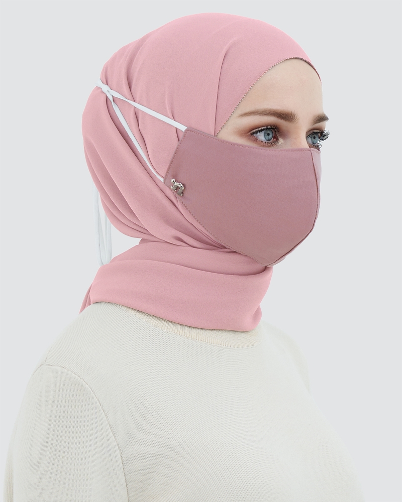 3-PLY COTTON FACE MASK - ADJUSTABLE STRAP - MAUVE