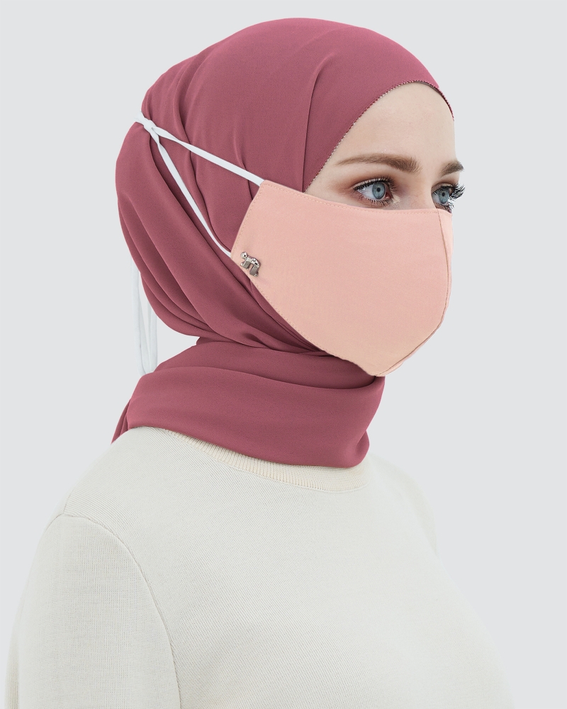 3-PLY COTTON FACE MASK - ADJUSTABLE STRAP - PEACH