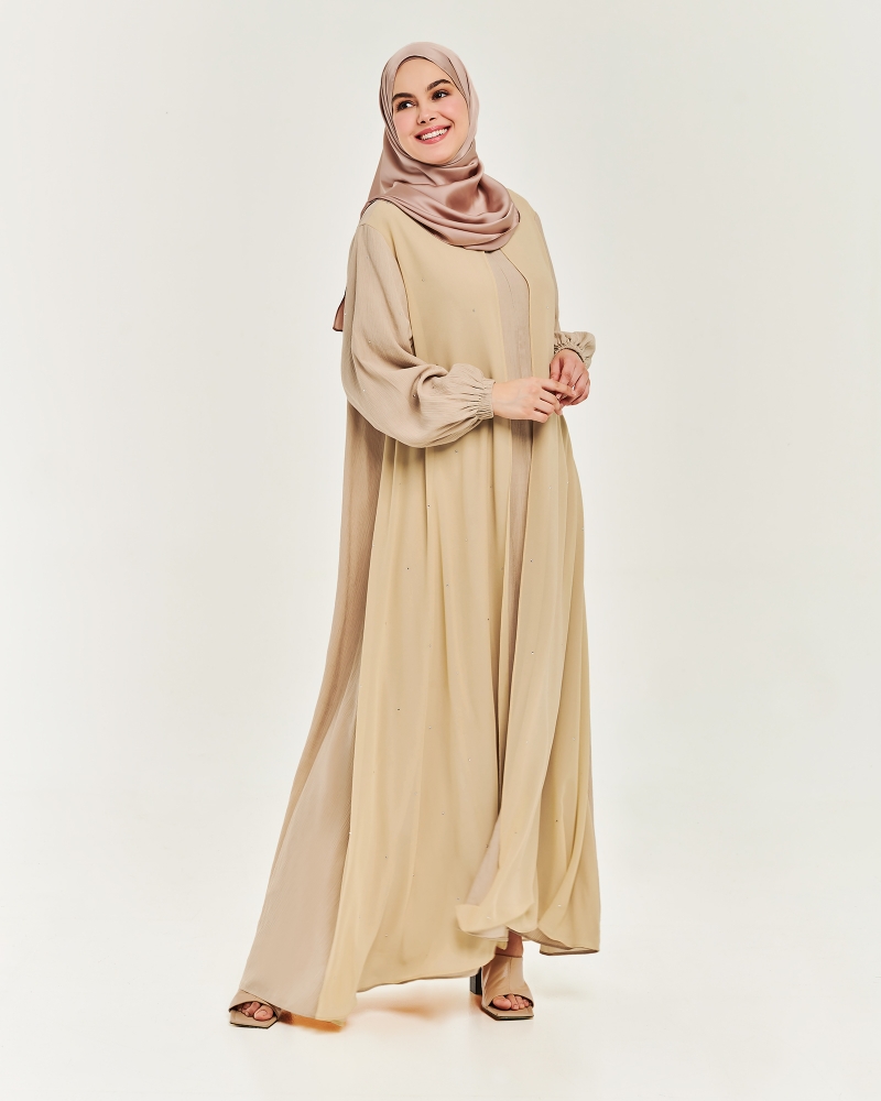 INARA EMBELLISHED ABAYA - DEEP SAND