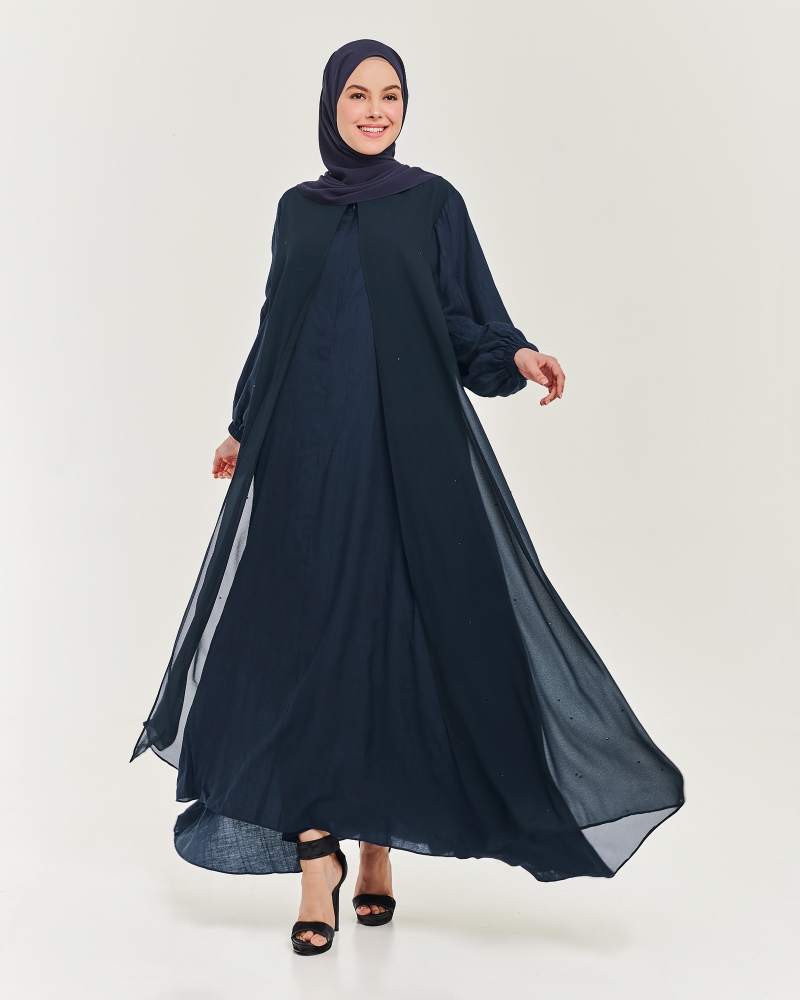 INARA EMBELLISHED ABAYA - NAVY BLUE