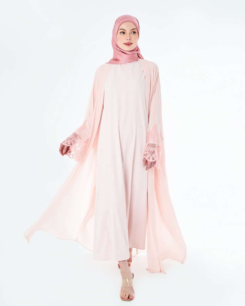 JAMEELA TWO PIECE LACE ABAYA - SAKURA