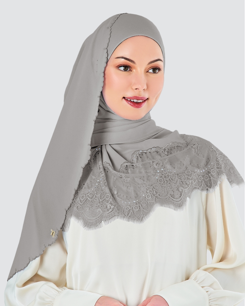 JULIA LACE EMBROIDERED SHAWL - PLATED SILVER