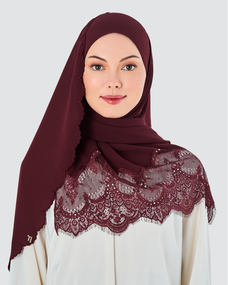 JULIA LACE EMBROIDERED SHAWL - RIO RED