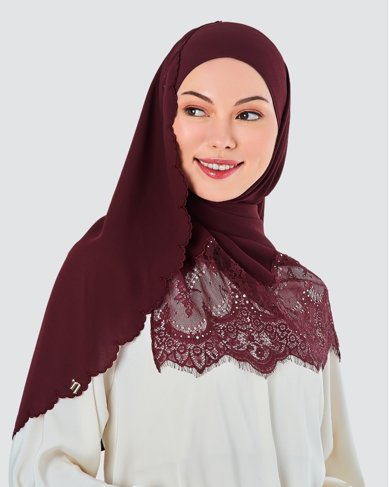 JULIA LACE EMBROIDERED SHAWL - RIO RED