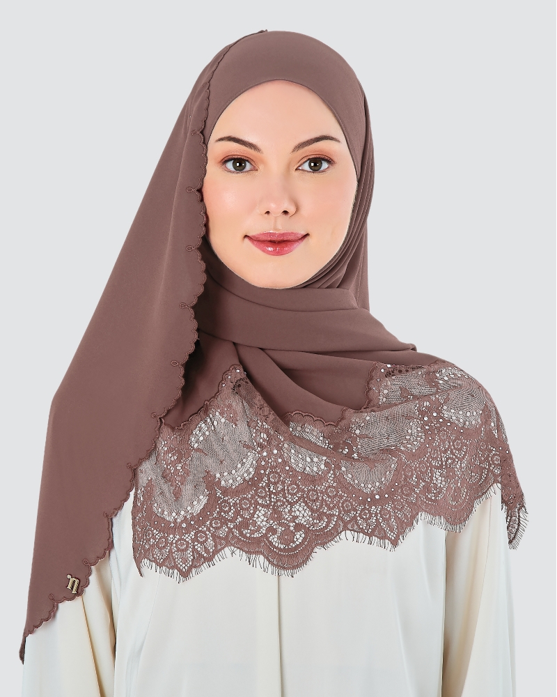 JULIA LACE EMBROIDERED SHAWL - ROSE TAUPE