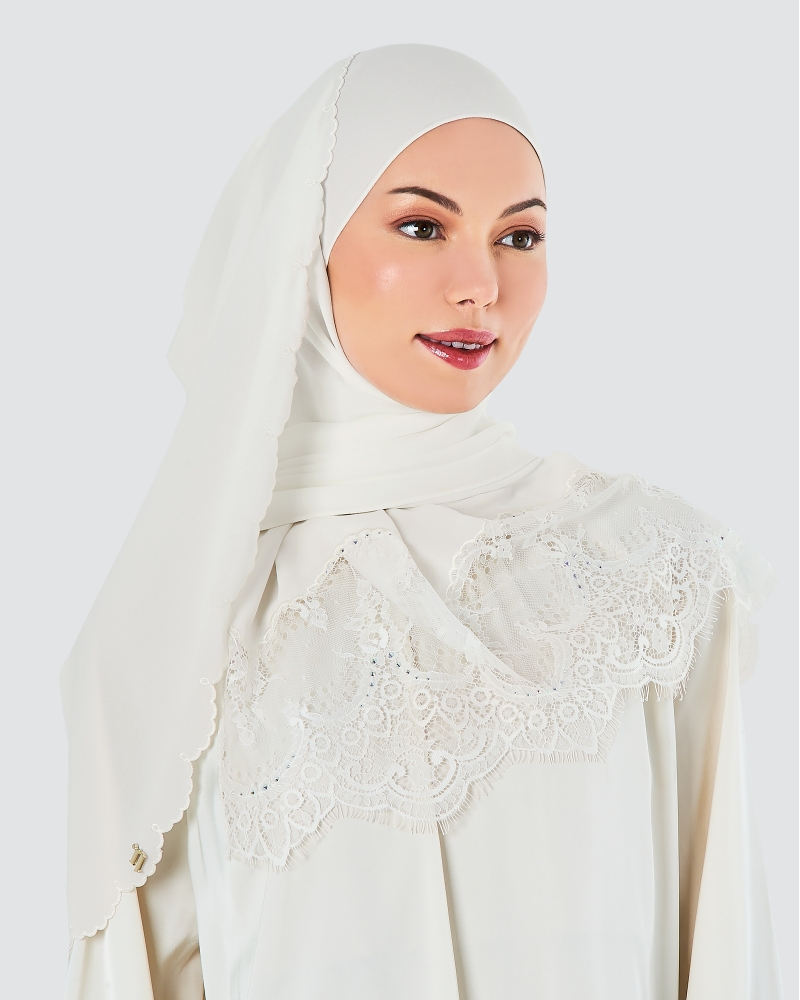 JULIA LACE EMBROIDERED SHAWL - SNOW