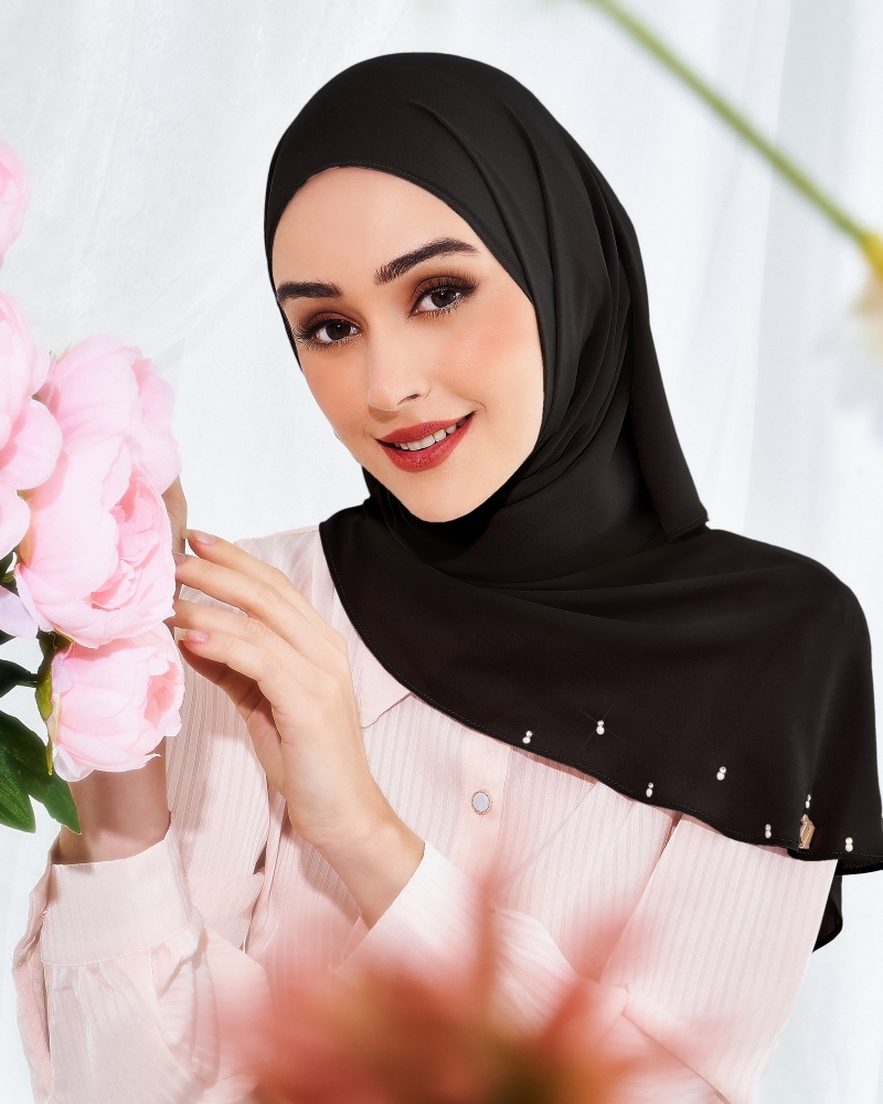 LADY WARDA CRYSTAL CHIFFON SHAWL - BLACK