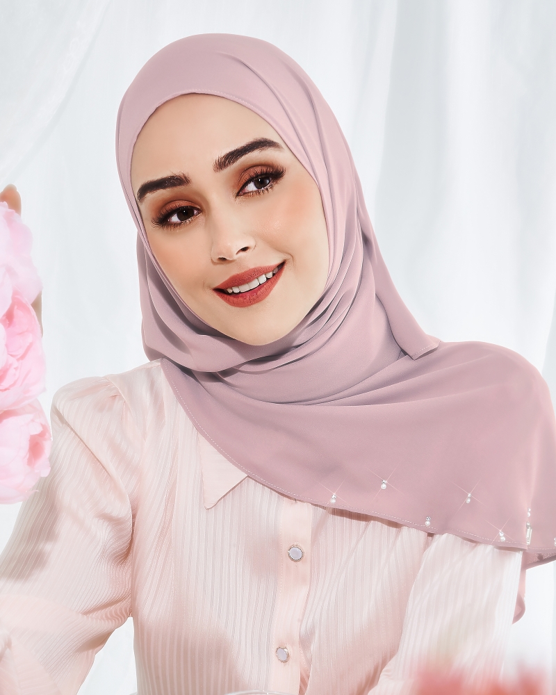LADY WARDA CRYSTAL CHIFFON SHAWL - PEONY