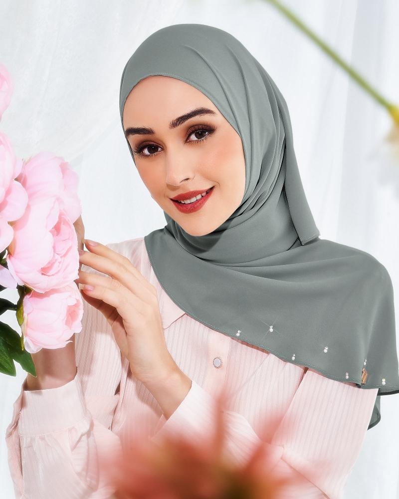 LADY WARDA CRYSTAL CHIFFON SHAWL - SILVER GREY