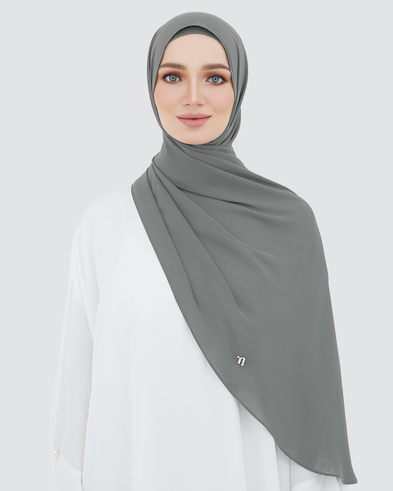 LONG CHIFFON SHAWL - DUSTY GREY PLUM