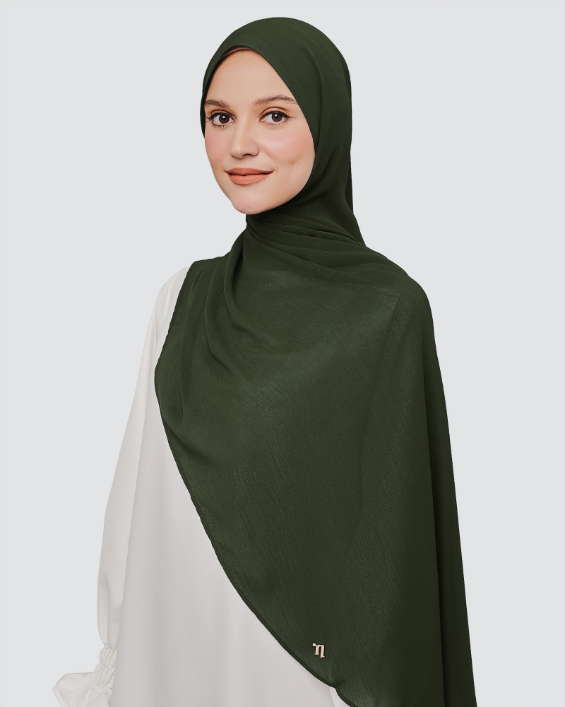 LINIA LINE CHIFFON SHAWL - DARKEST SEAWEED GREEN