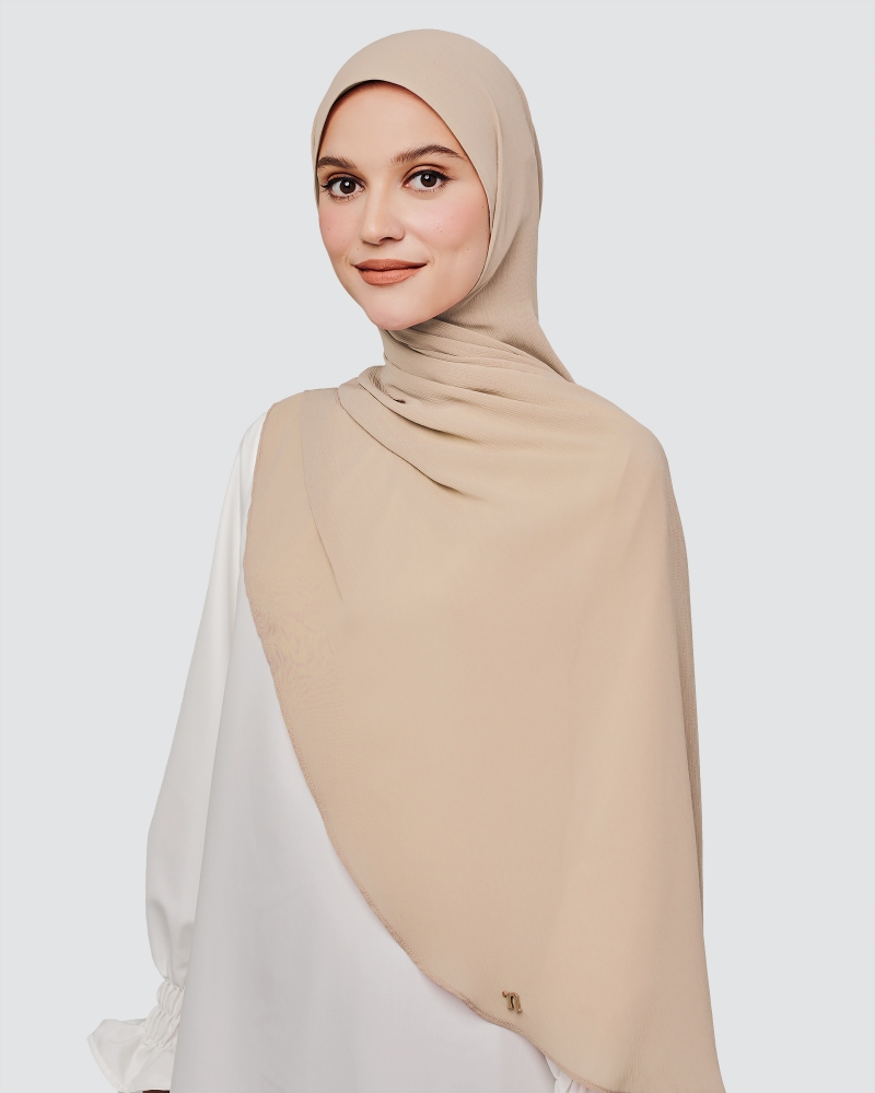 LINIA LINE CHIFFON SHAWL - POWDERY SOFT BROWN