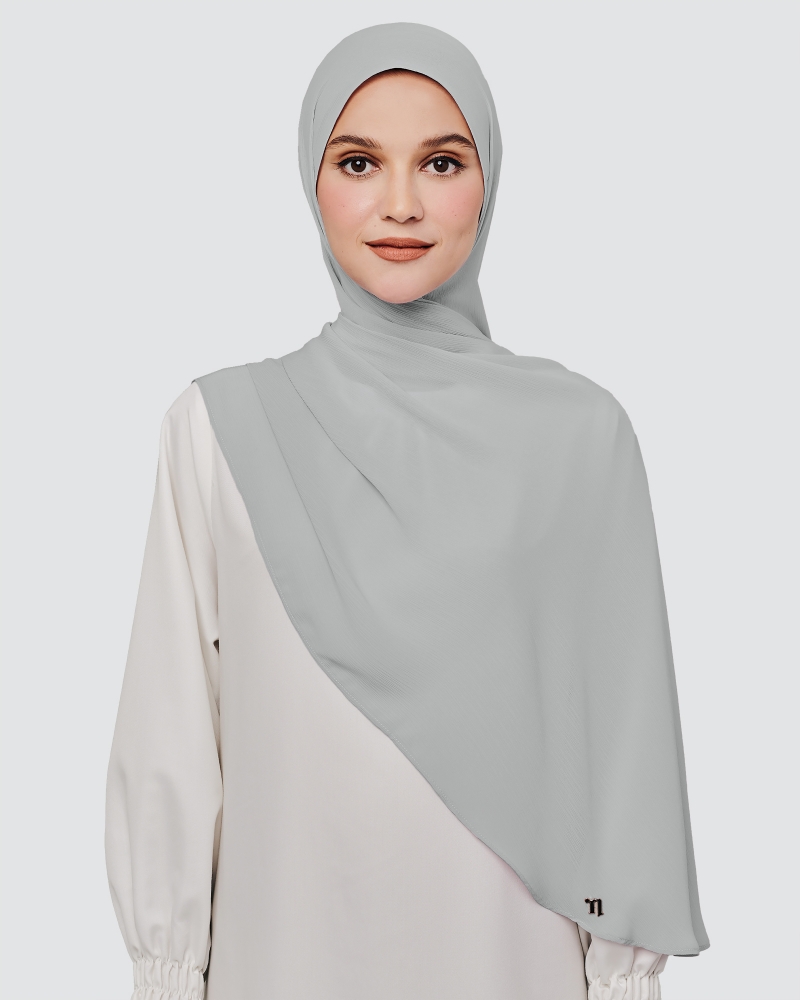 LINIA LINE CHIFFON SHAWL - VERY LIGHT GREY-CYAN