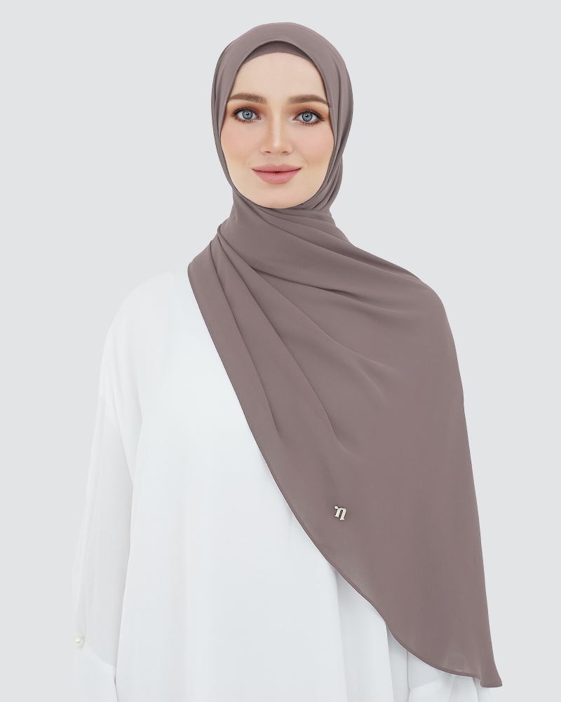 LONG CHIFFON SHAWL - BROWN