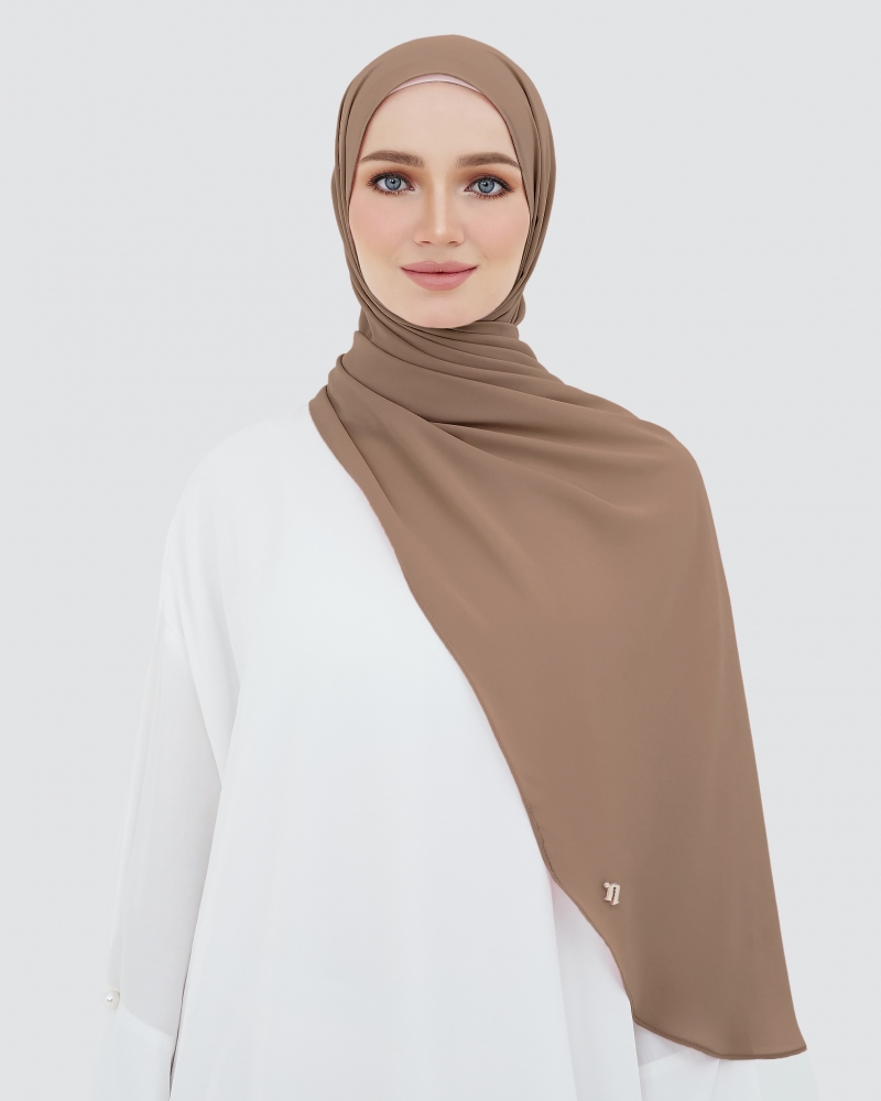 LONG CHIFFON SHAWL - BROWNIE