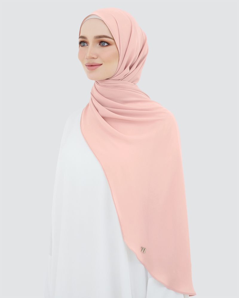 LONG CHIFFON SHAWL - CREAMY MELON PEACH
