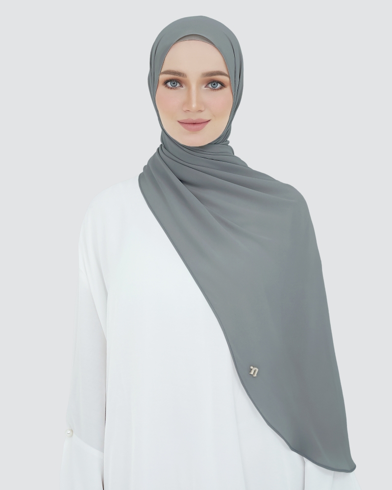 LONG CHIFFON SHAWL - DARK GREY