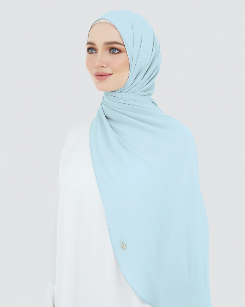 LONG CHIFFON SHAWL - ICE BLUE