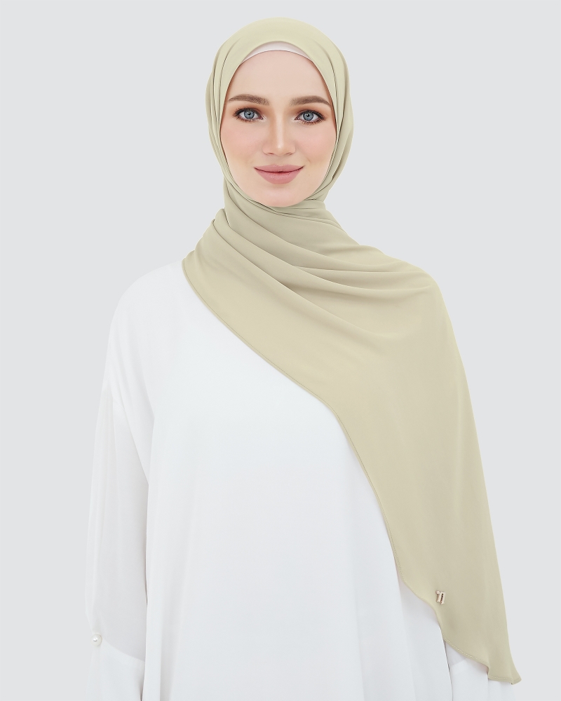 LONG CHIFFON SHAWL - LIGHT KHAKI