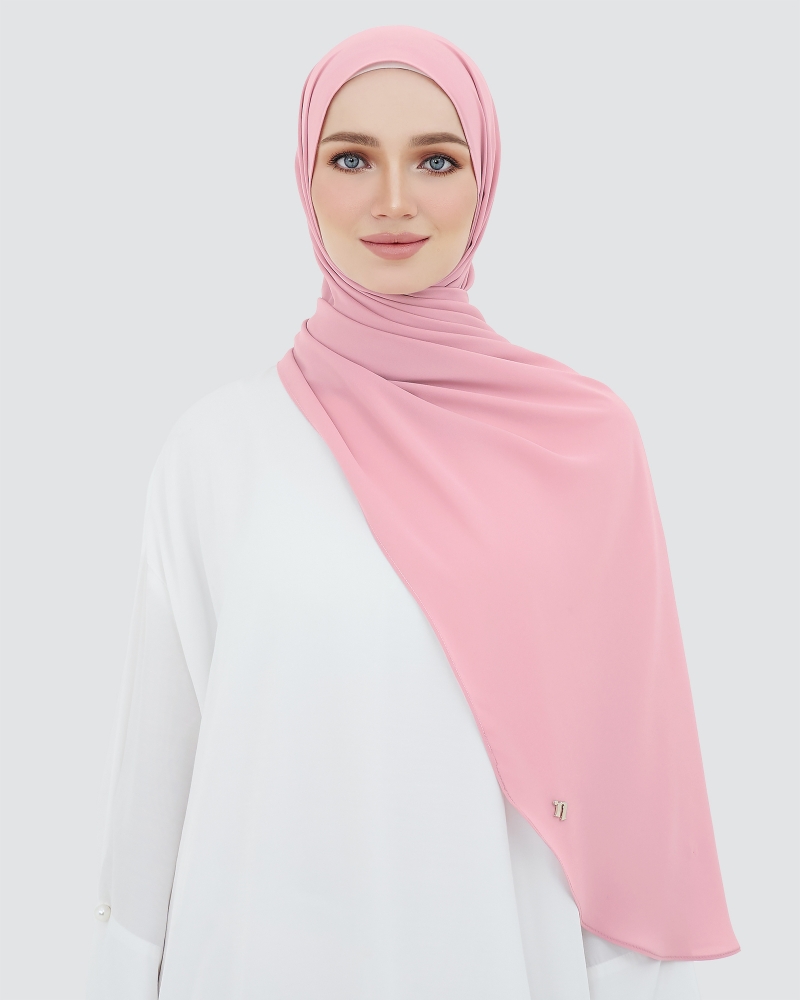 LONG CHIFFON SHAWL - LIGHT PINK-PURPLE