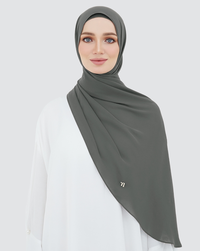 LONG CHIFFON SHAWL - MEDIUM DARK GREY