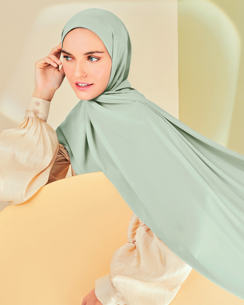 LONG CHIFFON SHAWL - MISTY GREY