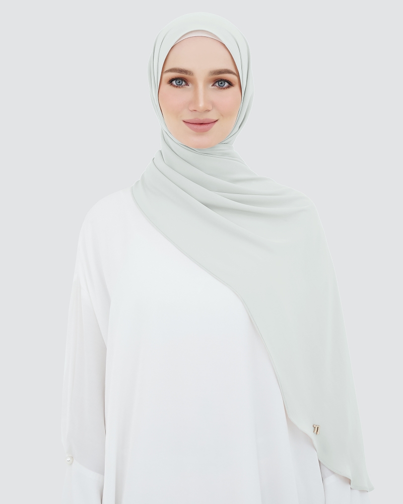 LONG CHIFFON SHAWL - SMOKEY BLUE