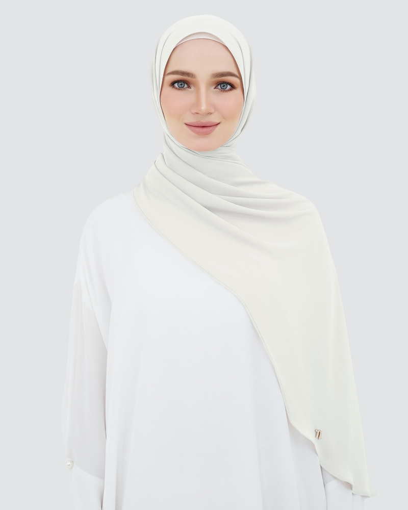 LONG CHIFFON SHAWL - WHITE