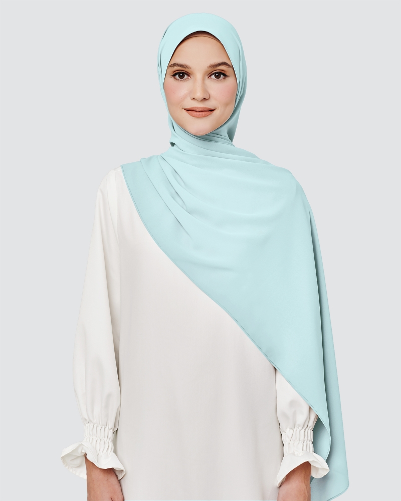 MAYA MATTE SATIN SHAWL - SKY BLUE