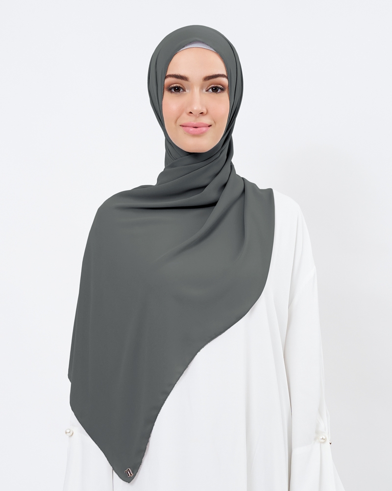 EILA CHIFFON SHAWL - MEDIUM DARK GREY