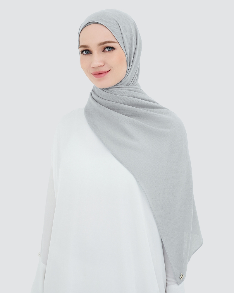 MILDA SHAWL - VERY LIGHT GREY-CYAN