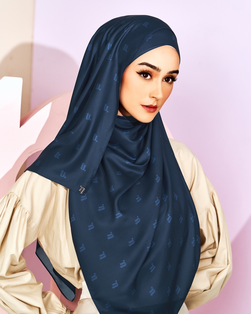 MODA MATTE SATIN SHAWL - NAVY