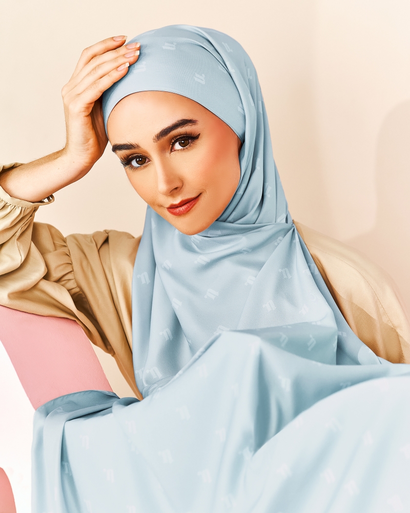 MODA MATTE SATIN SHAWL - SKY