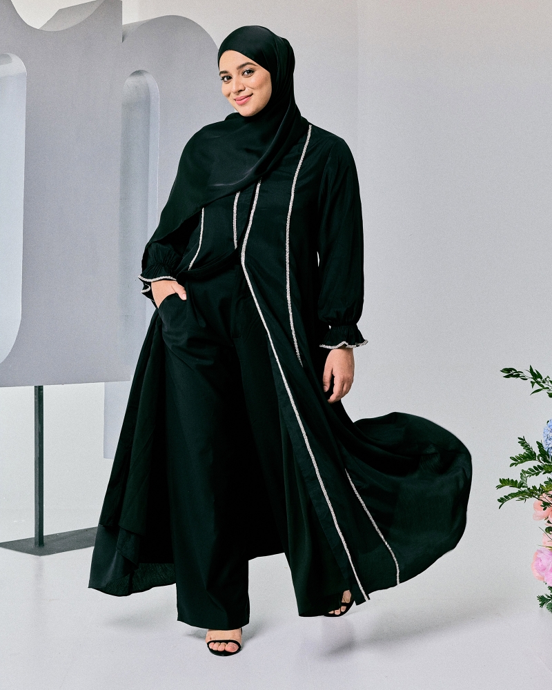 NAIRA EMBELLISHED ABAYA - BLACK