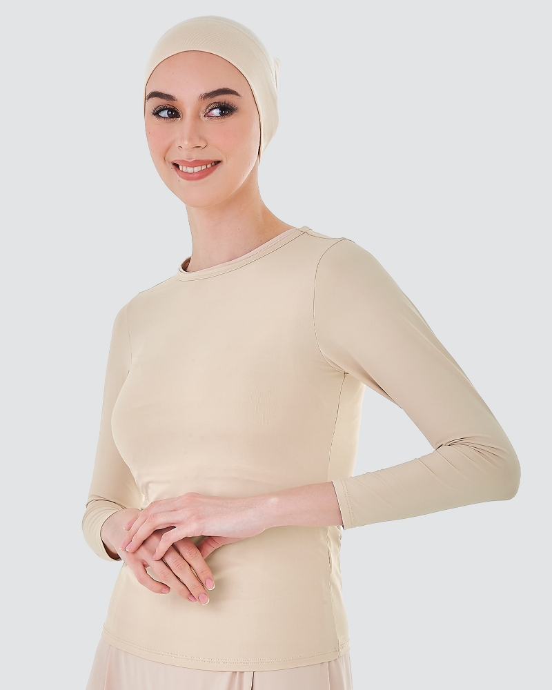 NWEAR CREW NECK LONG SLEEVE TOP - NUDE
